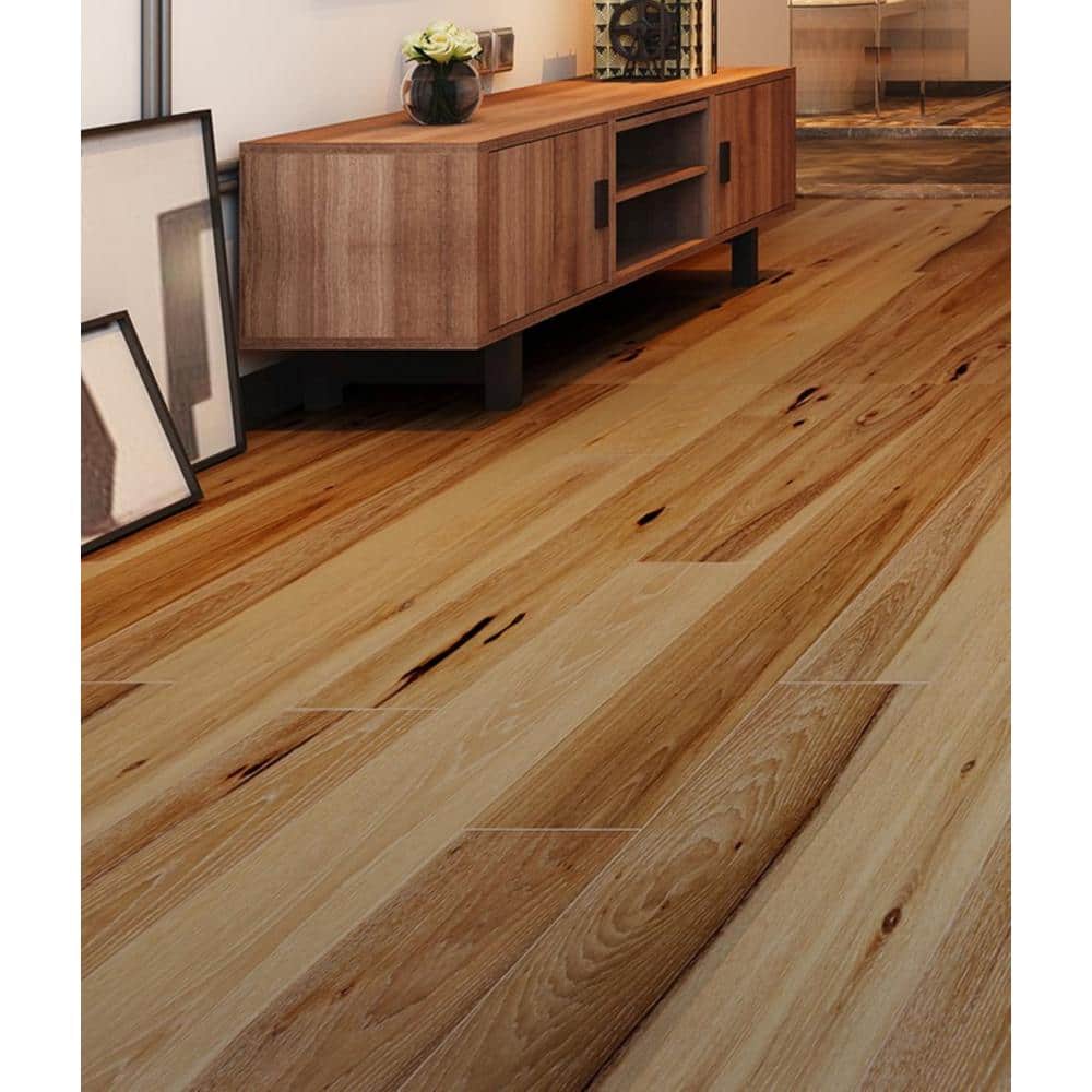 NATU White Washed Hickory 3/8 in. T x 7.5 in. W Click Lock Wire Brushed Engineered Hardwood Flooring (19.4 sq.ft./case)