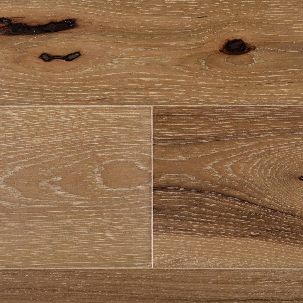 NATU White Washed Hickory 3/8 in. T x 7.5 in. W Click Lock Wire Brushed Engineered Hardwood Flooring (19.4 sq.ft./case)