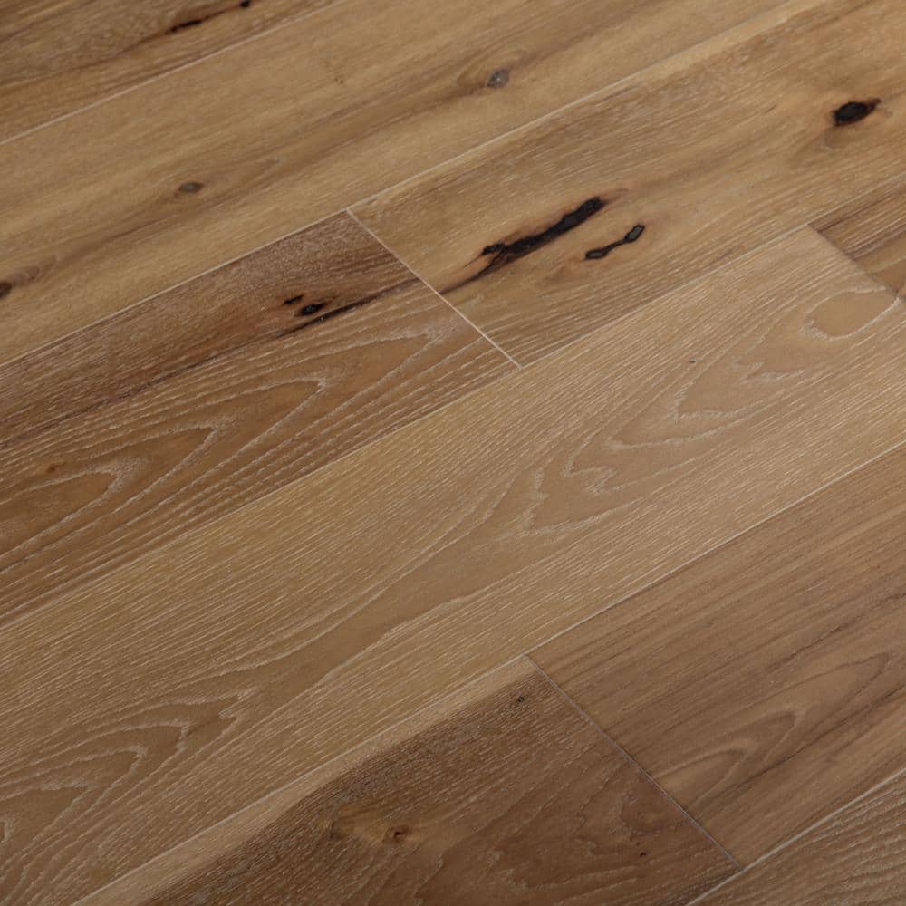 NATU White Washed Hickory 3/8 in. T x 7.5 in. W Click Lock Wire Brushed Engineered Hardwood Flooring (19.4 sq.ft./case)