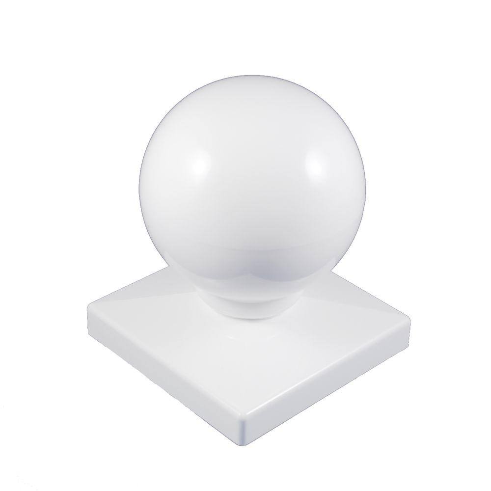 Weatherables 4 in. x 4 in. White Vinyl Ball Post Cap