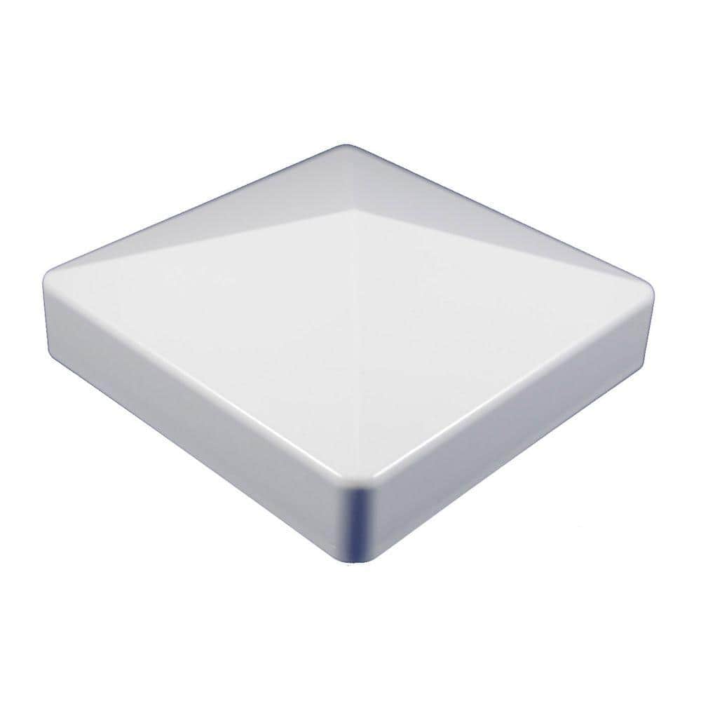 Weatherables 5 in. x 5 in. White Vinyl External Pyramid Post Cap