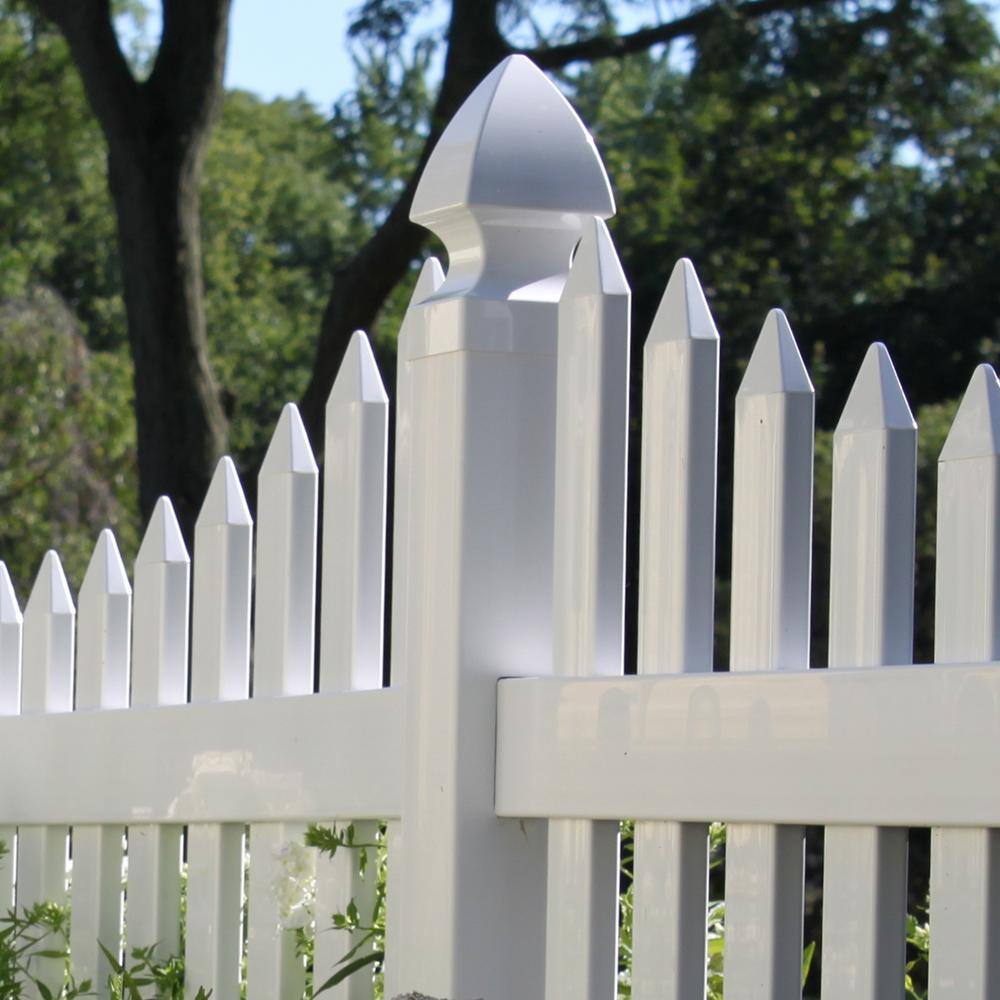 Weatherables 5 in. x 5 in. White Vinyl Gothic Post Cap