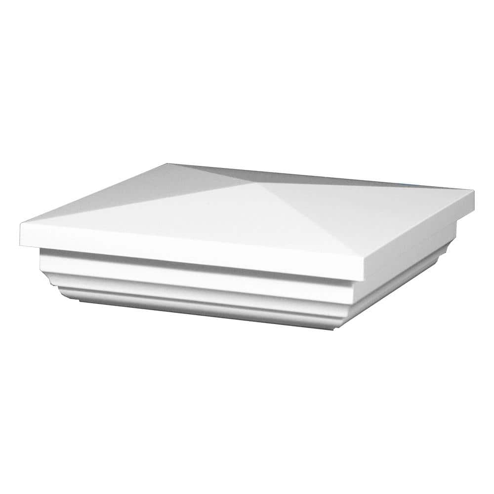 Weatherables 5 in. x 5 in. White Vinyl Pyramid New England Post Cap