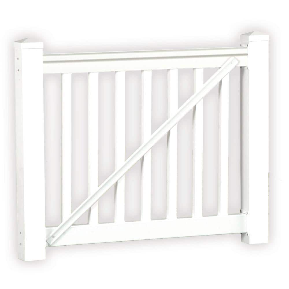 Weatherables Vanderbilt 3.5 ft. H x 5 ft. W White Vinyl Railing Gate Kit