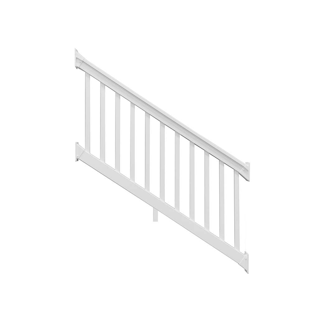 Weatherables Riviera 3.5 ft. H x 8 ft. W White Vinyl Stair Railing Kit