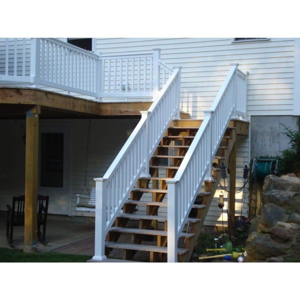 Weatherables Vanderbilt 3 ft. H x 6 ft. W White Vinyl Stair Railing Kit