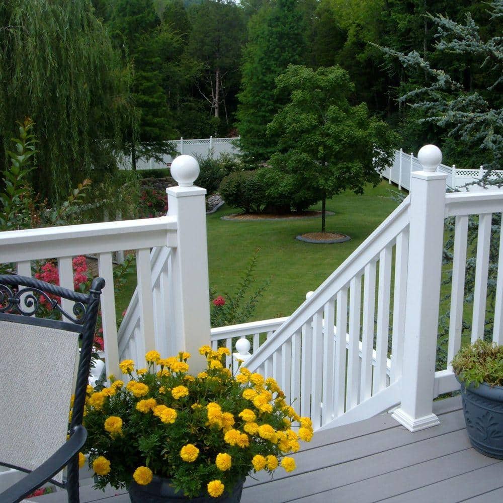 Weatherables Vanderbilt 3.5 ft. H x 6 ft. W White Vinyl Stair Railing Kit