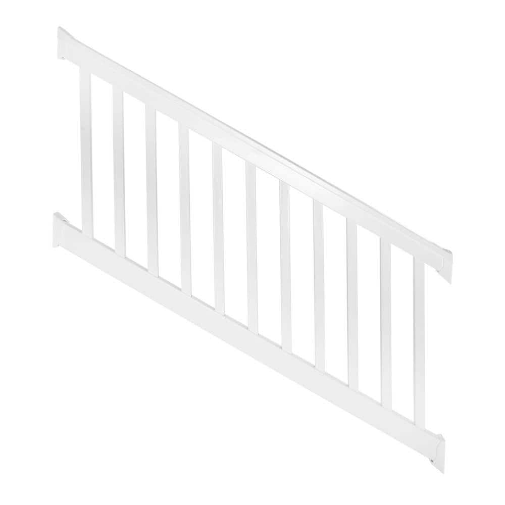 Weatherables Vanderbilt 3.5 ft. H x 6 ft. W White Vinyl Stair Railing Kit