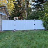 Weatherables Pembroke 7 ft. W x 5 ft. H White Vinyl Privacy Double Fence Gate Kit