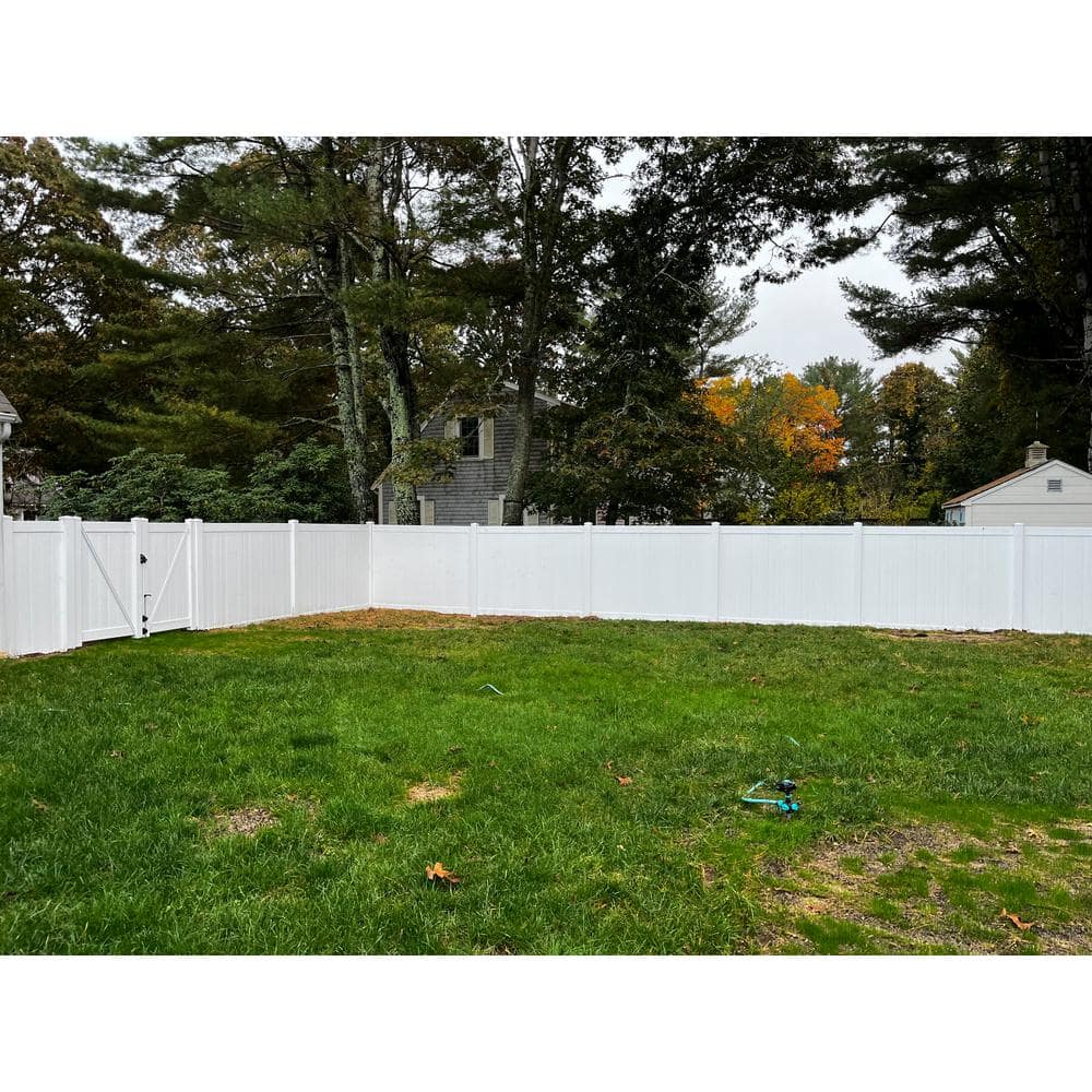 Weatherables Pembroke 7 ft. W x 6 ft. H White Vinyl Privacy Double Fence Gate Kit