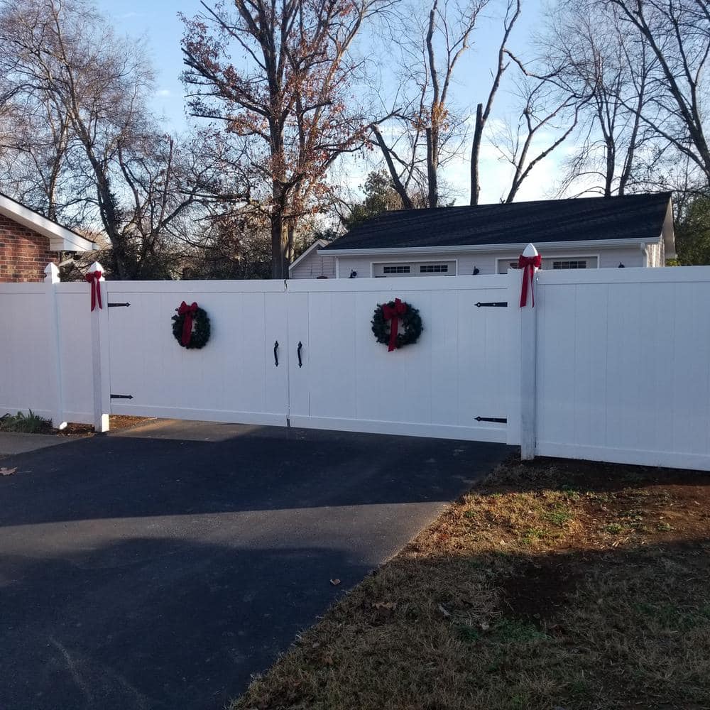 Weatherables Pembroke 7 ft. W x 6 ft. H White Vinyl Privacy Double Fence Gate Kit