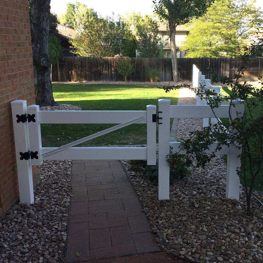 Weatherables 4 ft. W x 3 ft. H 2-Rail White Vinyl Fence Gate EZ Pack