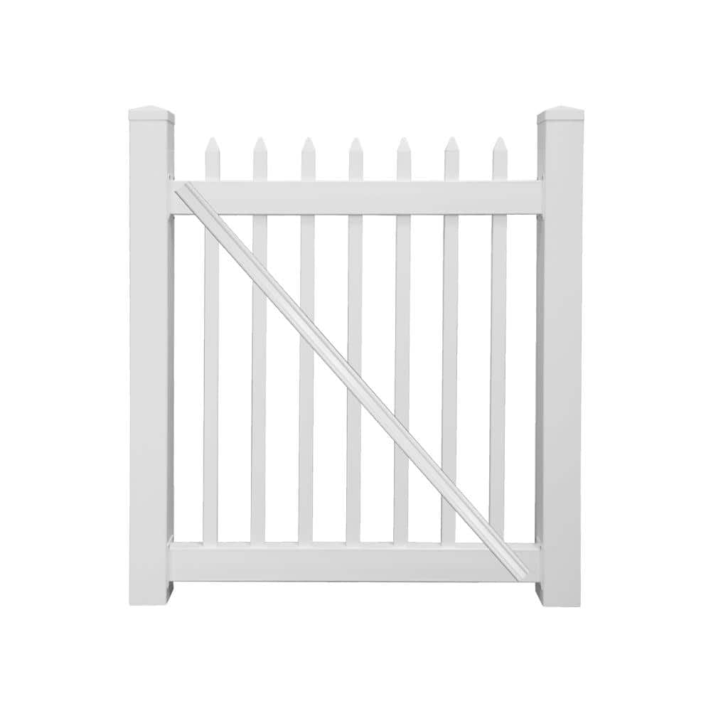 Weatherables Abbington 4 ft. W x 4 ft. H White Vinyl Picket Fence Gate Kit