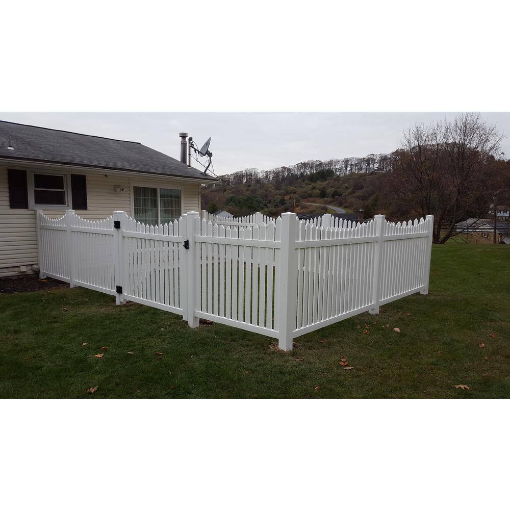 Weatherables Richmond 4 ft. W x 4 ft. H White Vinyl Picket Fence Gate