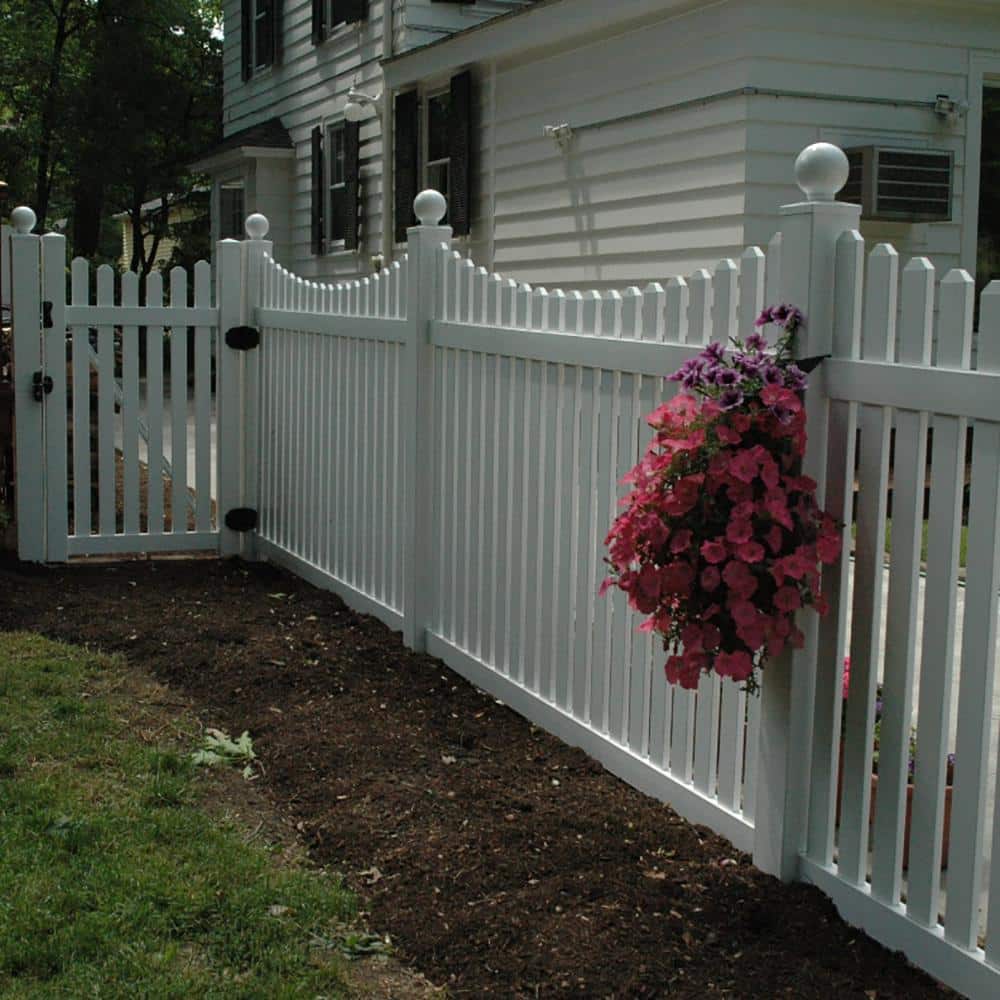 Weatherables Richmond 4 ft. W x 4 ft. H White Vinyl Picket Fence Gate