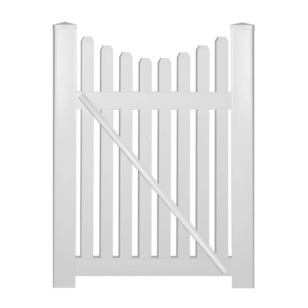 Weatherables Richmond 4 ft. W x 5 ft. H White Vinyl Picket Fence Gate