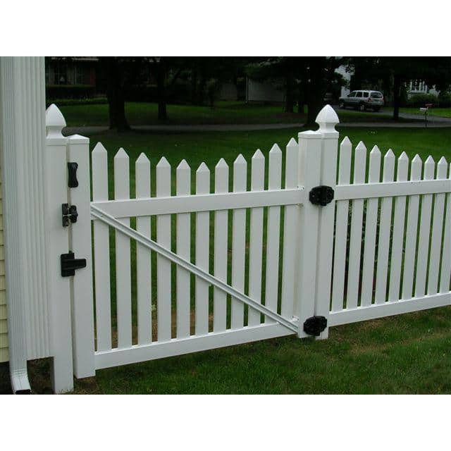 Weatherables Richmond 4 ft. W x 5 ft. H White Vinyl Picket Fence Gate