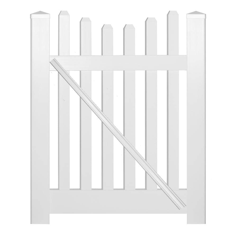 Weatherables Hampshire 4 ft. W x 4 ft. H White Vinyl Picket Fence Gate Kit