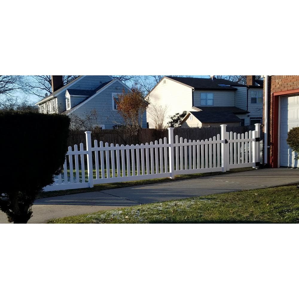 Weatherables Hampshire 4 ft. W x 4 ft. H White Vinyl Picket Fence Gate Kit