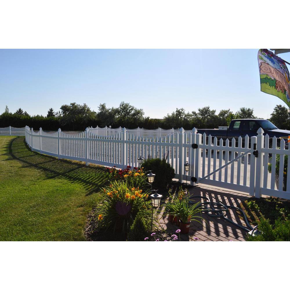 Weatherables Hampshire 4 ft. W x 4 ft. H White Vinyl Picket Fence Gate Kit