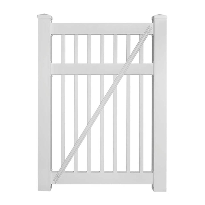 Weatherables 4 ft. W x 5 ft. H Neptune White Vinyl Pool Fence Gate