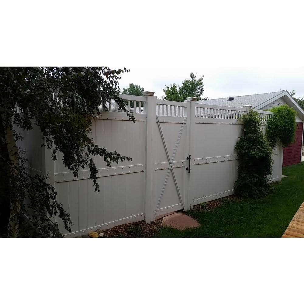 Weatherables Mason 3.7 ft. W x 7 ft. H White Vinyl Privacy Fence Gate Kit