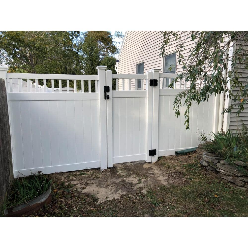 Weatherables Mason 3.7 ft. W x 7 ft. H White Vinyl Privacy Fence Gate Kit