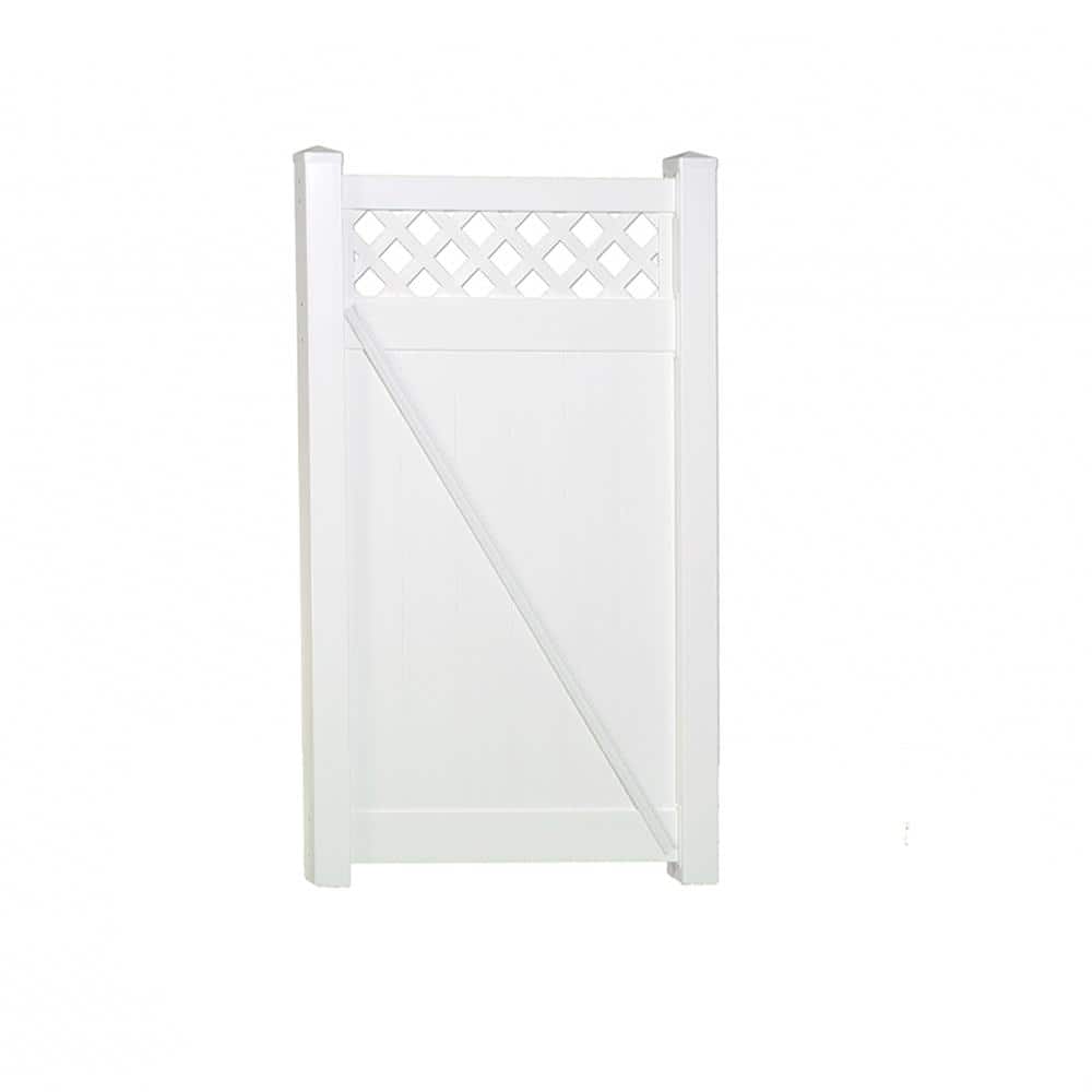 Weatherables Ashton 3.7 ft. W x 7 ft. H White Vinyl Privacy Fence Gate Kit