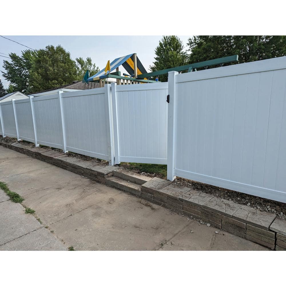 Weatherables Pembroke 3.5 ft. W x 6 ft. H White Vinyl Privacy Fence Gate Kit