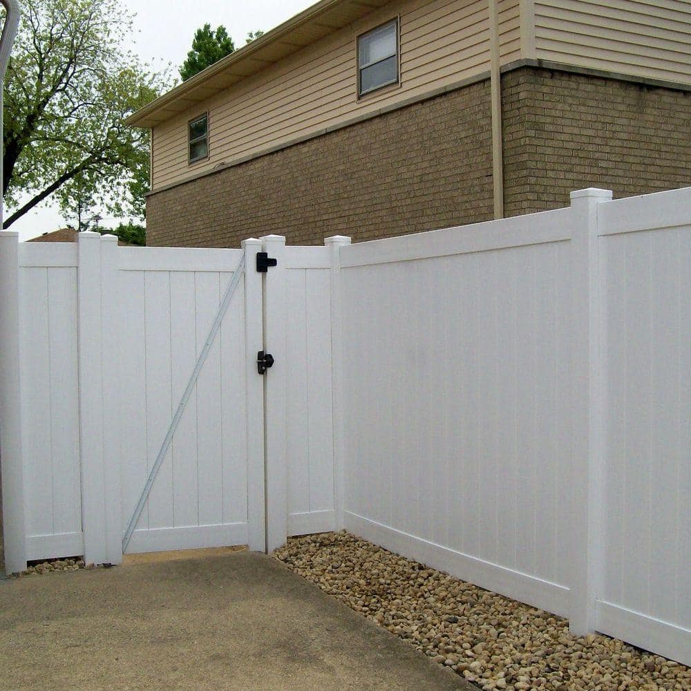 Weatherables Pembroke 3.5 ft. W x 6 ft. H White Vinyl Privacy Fence Gate Kit