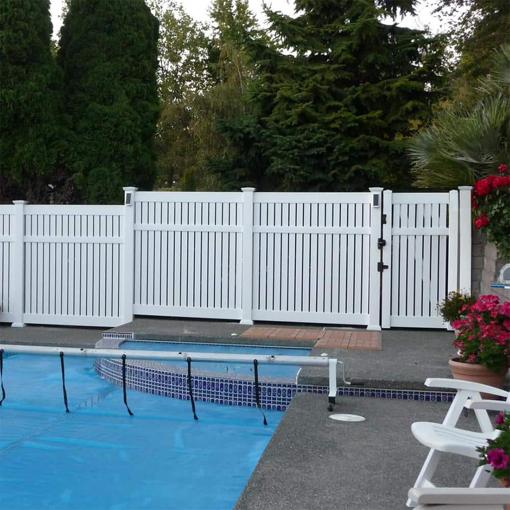 Weatherables Huntington 3.8 ft. x 5 ft. White Vinyl Semi-Privacy Fence Gate Kit