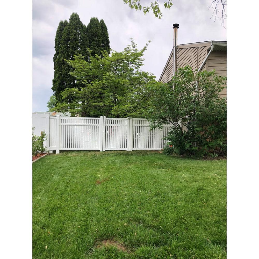 Weatherables Huntington 3.8 ft. x 5 ft. White Vinyl Semi-Privacy Fence Gate Kit