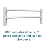 Weatherables 36 in. H x 80 ft. L 2-Rail White Vinyl Diamond Rail Fence Project Pack