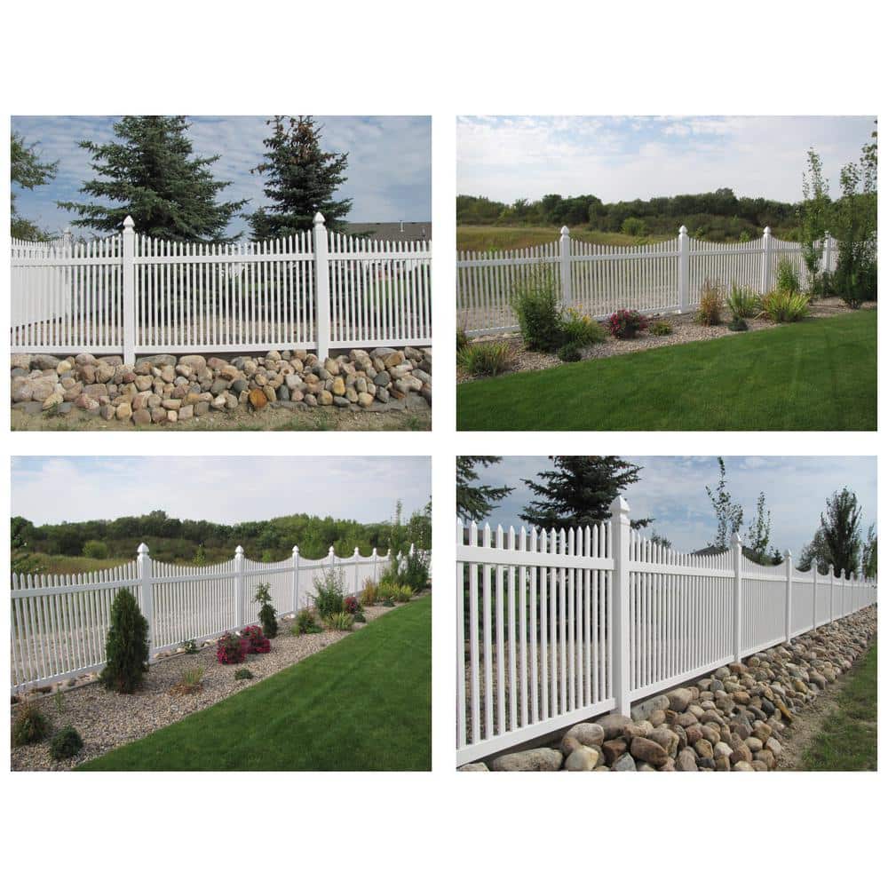 Weatherables Barrington 3 ft. H x 6 ft. W White Vinyl Picket Fence Panel Kit