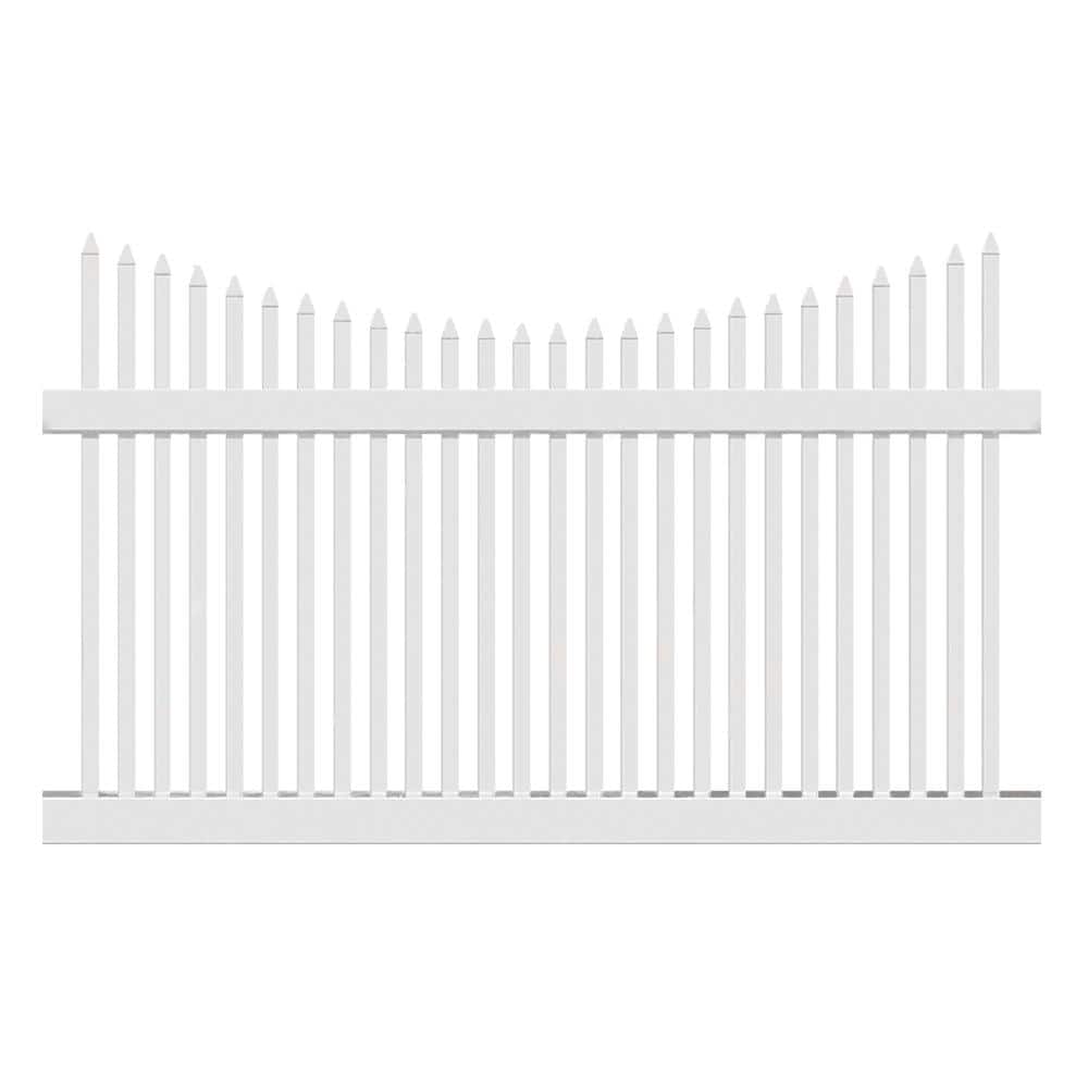 Weatherables Barrington 3 ft. x 6 ft. White Vinyl Picket Fence Panel Kit