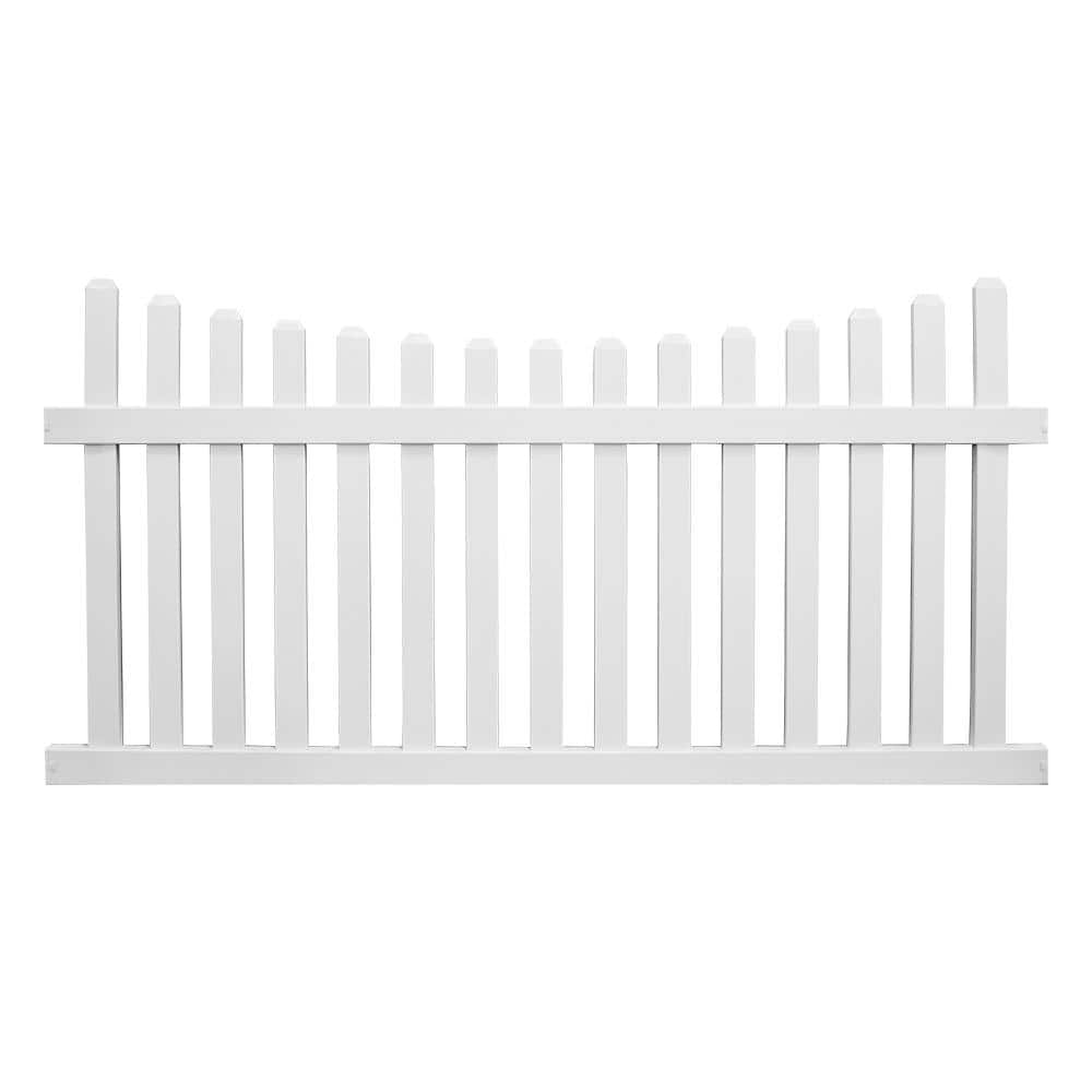 Weatherables Ellington 3 ft. H x 6 ft. W White Vinyl Picket Fence Panel Kit