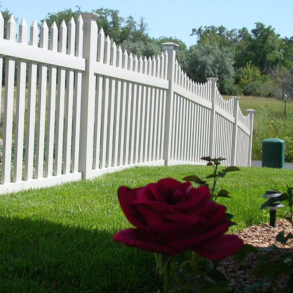 Weatherables Ellington 5 ft. H x 6 ft. W White Vinyl Picket Fence Panel Kit