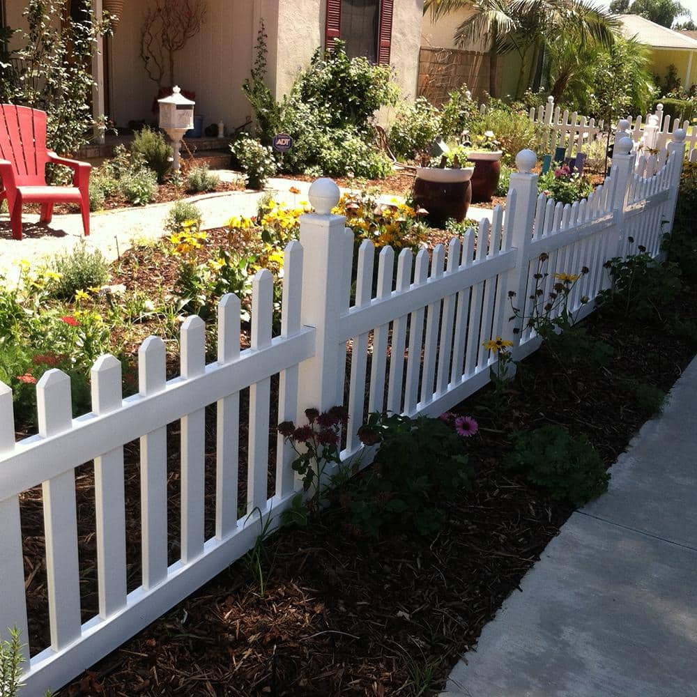 Weatherables Ellington 5 ft. H x 6 ft. W White Vinyl Picket Fence Panel Kit