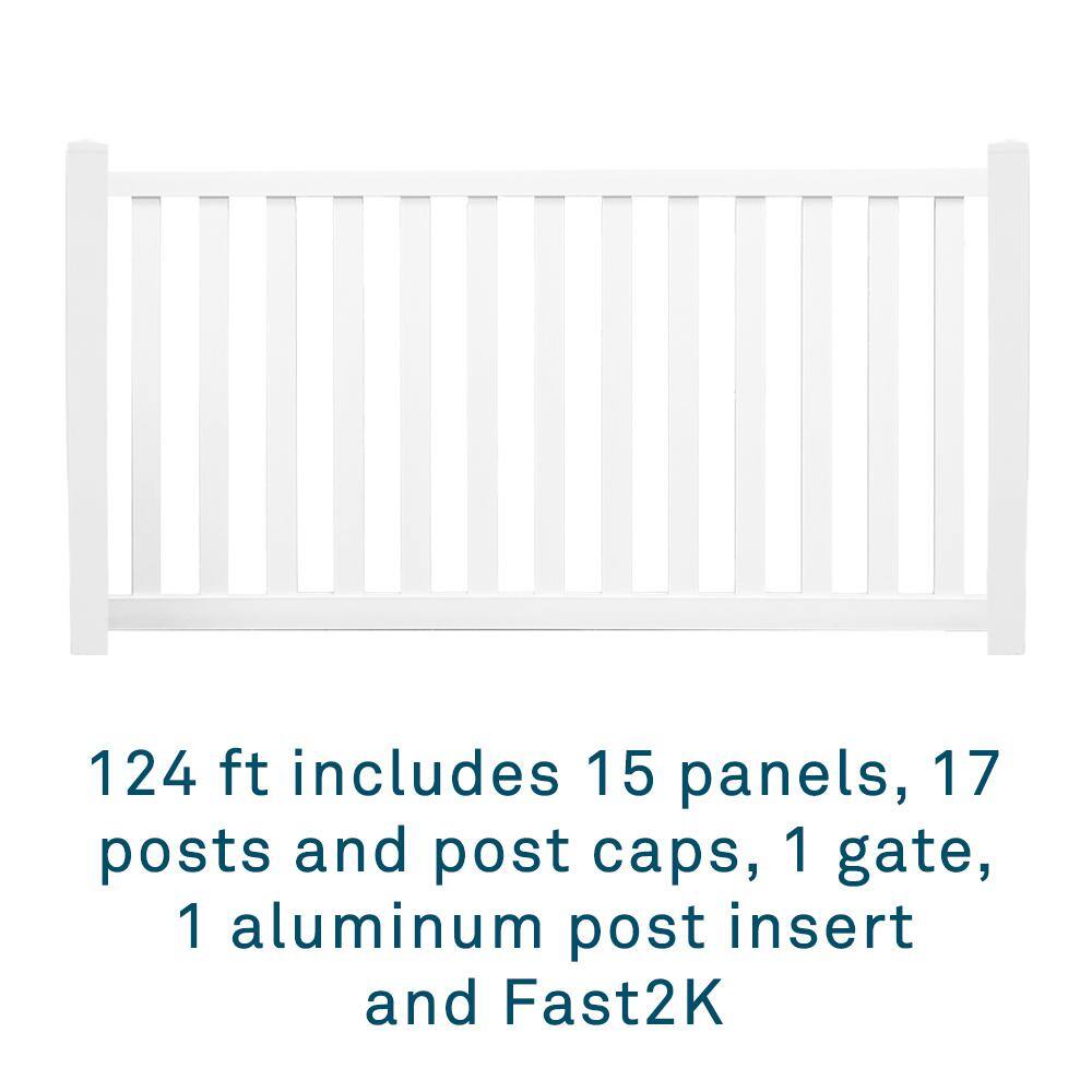 Weatherables 48 in. H x 124 ft. L Captiva White Vinyl Complete Vinyl Pool Fence Project Pack