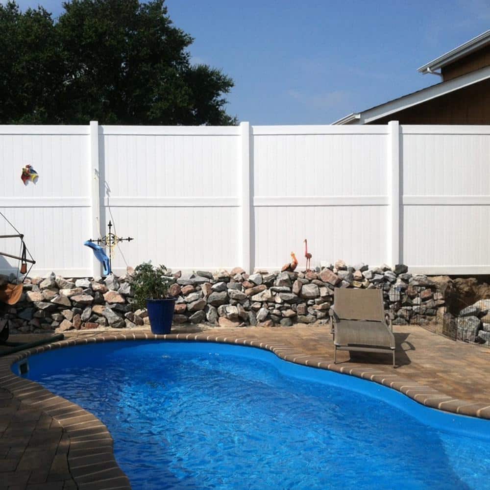 Weatherables Augusta 7 ft. H x 8 ft. W White Vinyl Privacy Fence Panel Kit