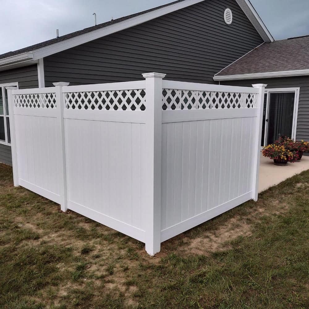Weatherables Glenshire 6 ft. H x 6 ft. W White Vinyl Lattice Top Fence Panel Kit