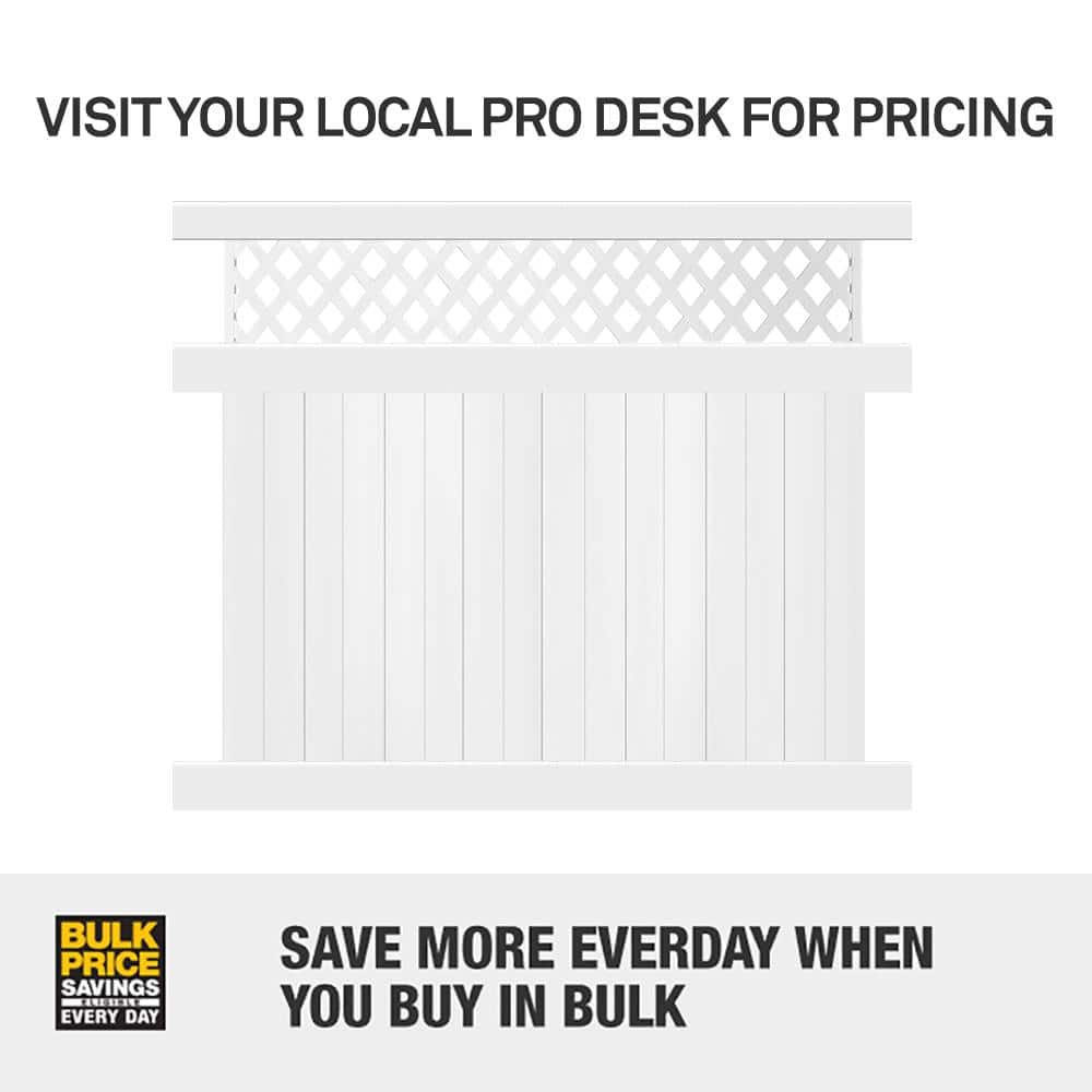 Weatherables Glenshire 6 ft. x 8 ft. White Vinyl Lattice Top Fence Panel Kit