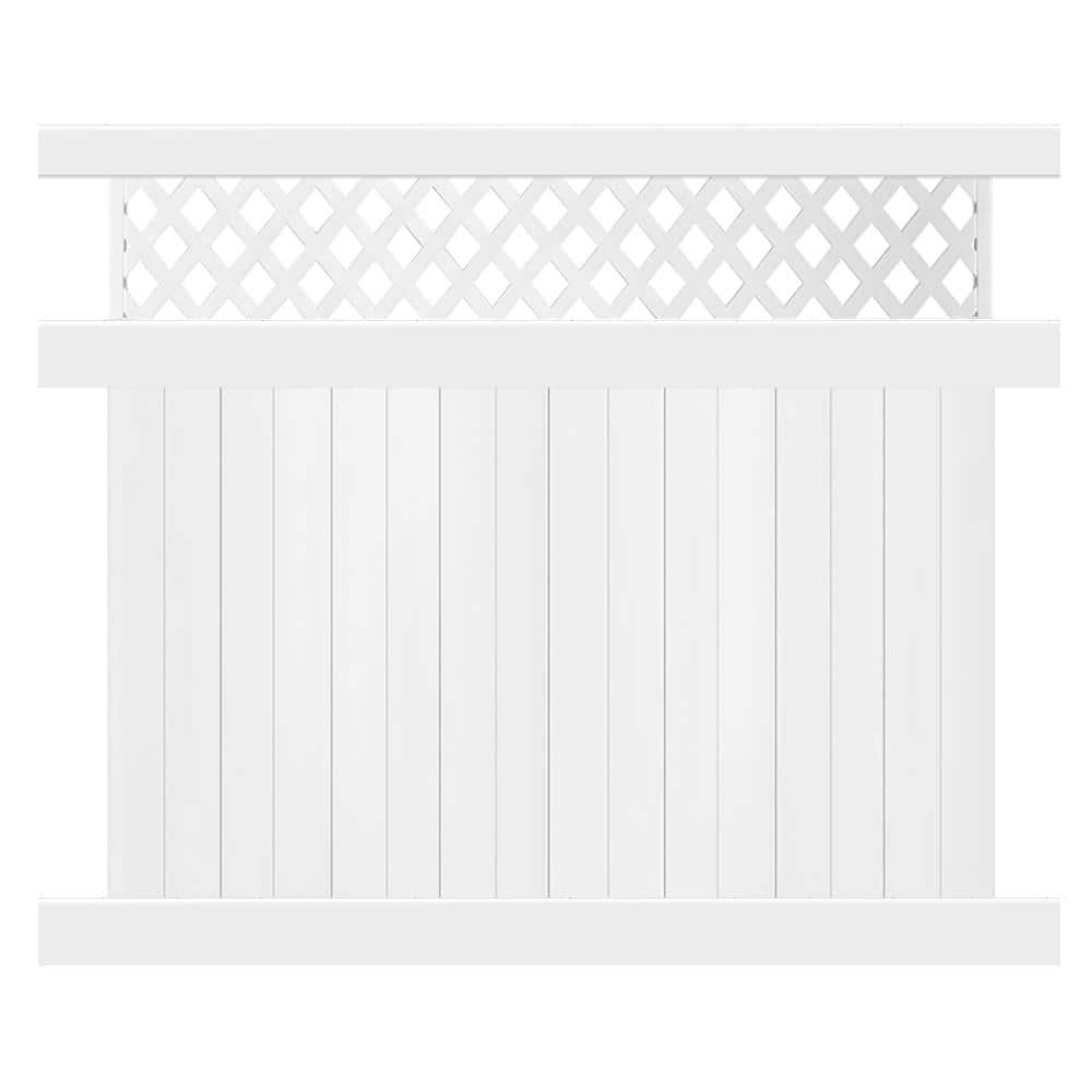 Weatherables Glenshire 6 ft. x 8 ft. White Vinyl Lattice Top Fence Panel Kit