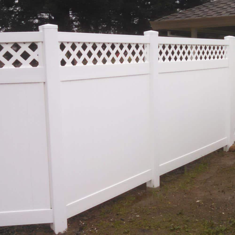 Weatherables Glenshire 6 ft. x 8 ft. White Vinyl Lattice Top Fence Panel Kit