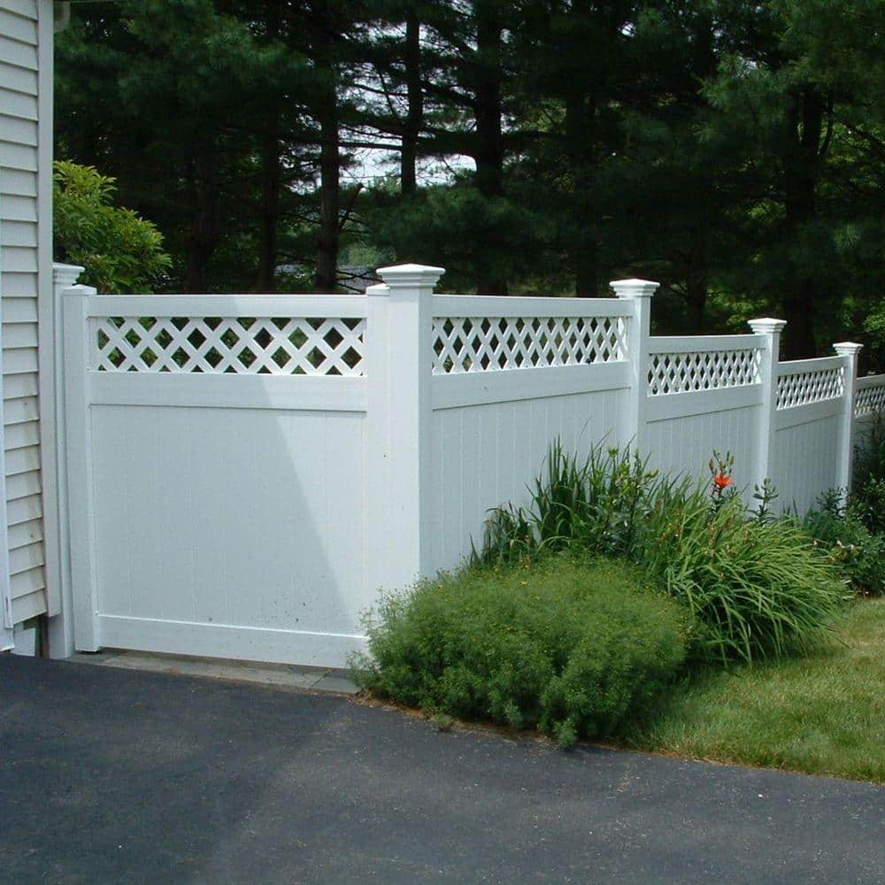 Weatherables Glenshire 6 ft. x 8 ft. White Vinyl Lattice Top Fence Panel Kit