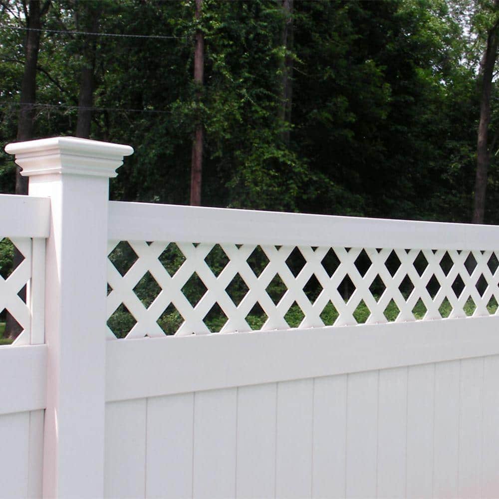 Weatherables Glenshire 6 ft. x 8 ft. White Vinyl Lattice Top Fence Panel Kit