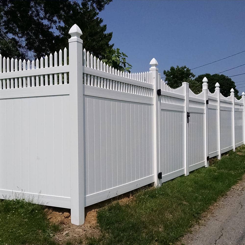 Weatherables Halifax 6 ft. x 8 ft. White Vinyl Privacy Fence Panel Kit
