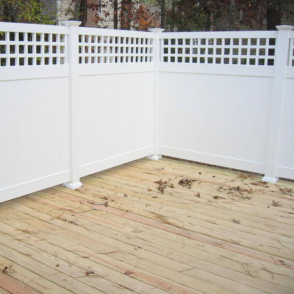 Weatherables Gideon 8 ft. H x 8 ft. W White Vinyl Square Lattice Top Privacy Fence Panel Kit