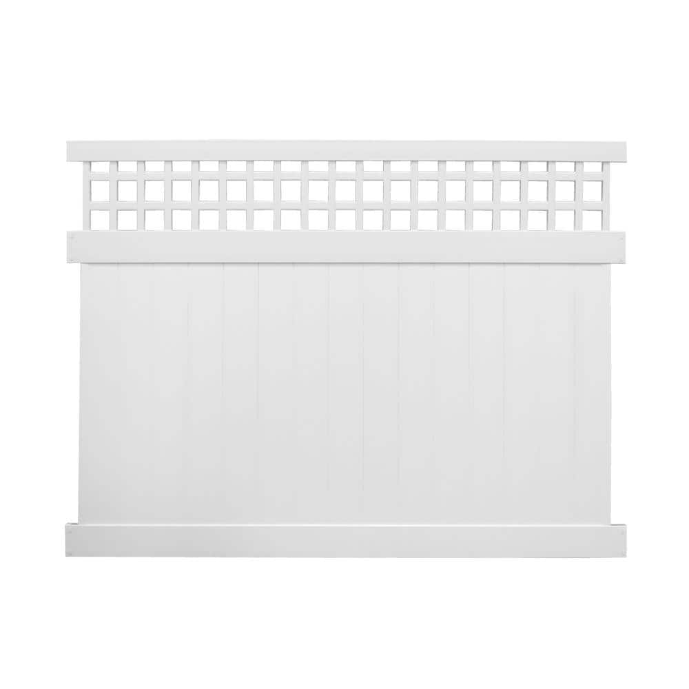Weatherables Gideon 8 ft. H x 8 ft. W White Vinyl Square Lattice Top Privacy Fence Panel Kit