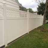 Weatherables Gideon 8 ft. H x 8 ft. W White Vinyl Square Lattice Top Privacy Fence Panel Kit